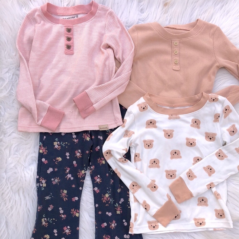 Cozy Kids Pajama Set - Pink, Peach, and Navy size 3T